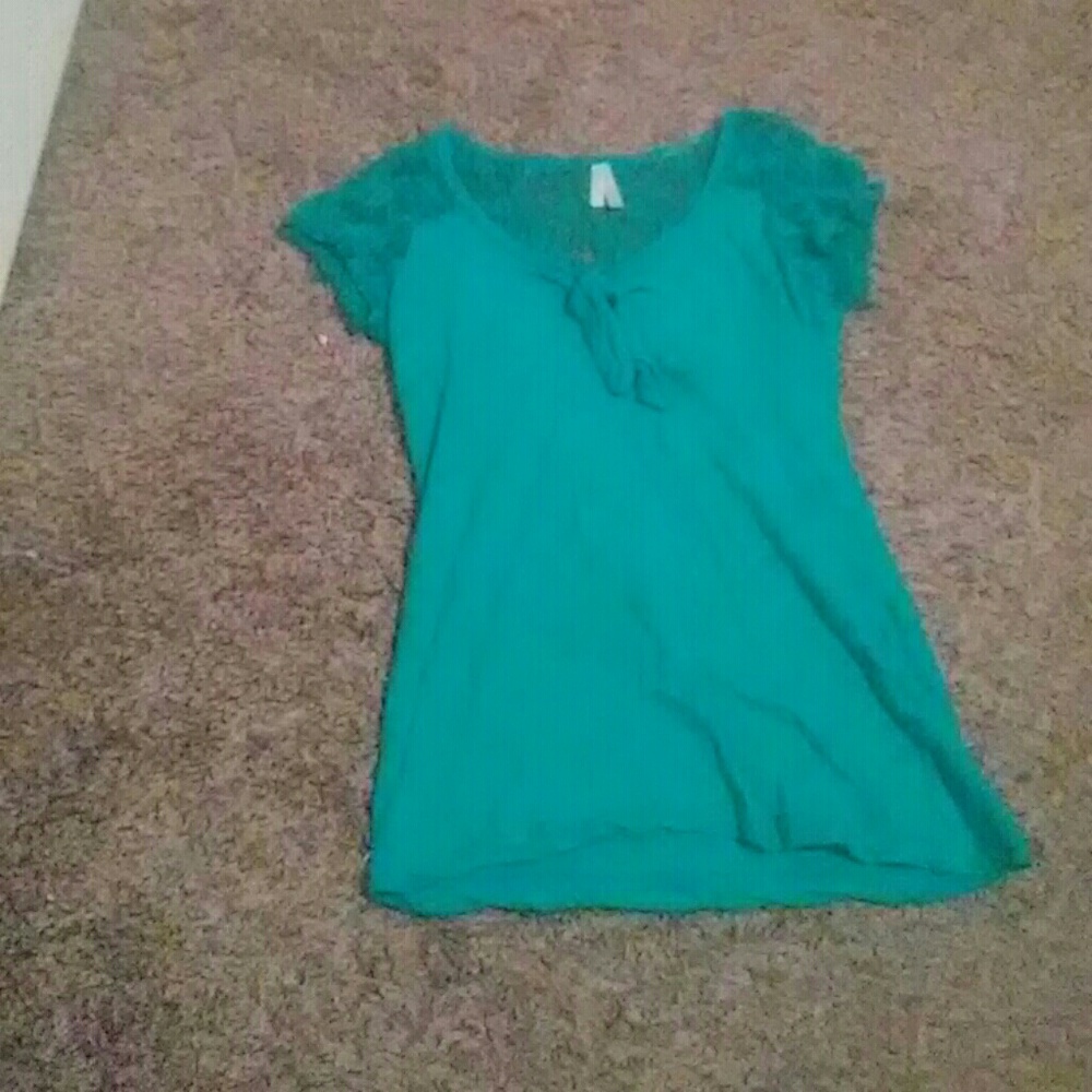 Blue shirt with lace back